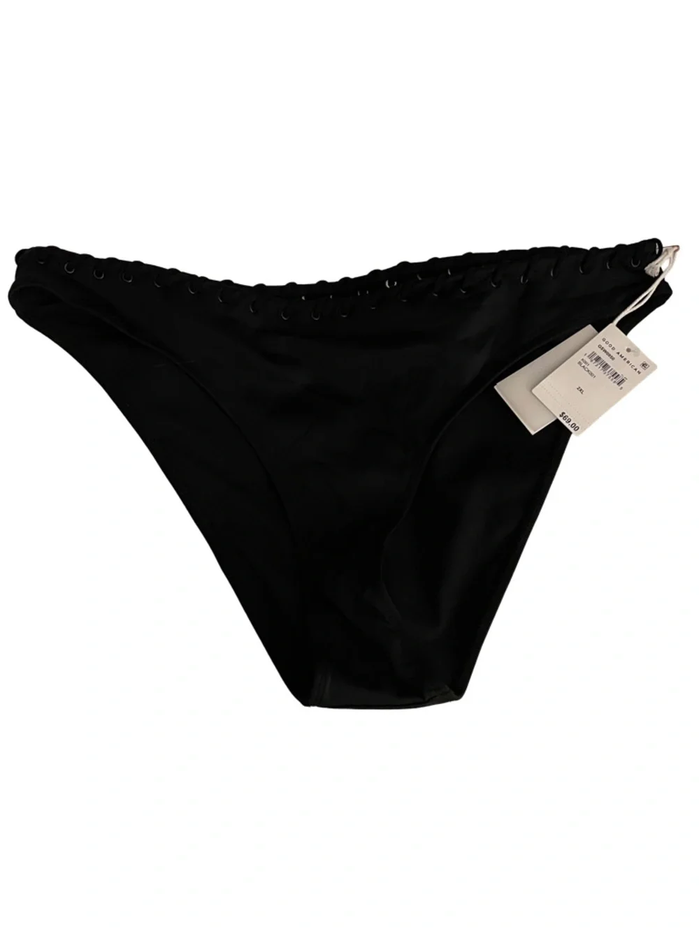 NWT Good American Whip Stitch Bikini Bottoms in Black Size 2X